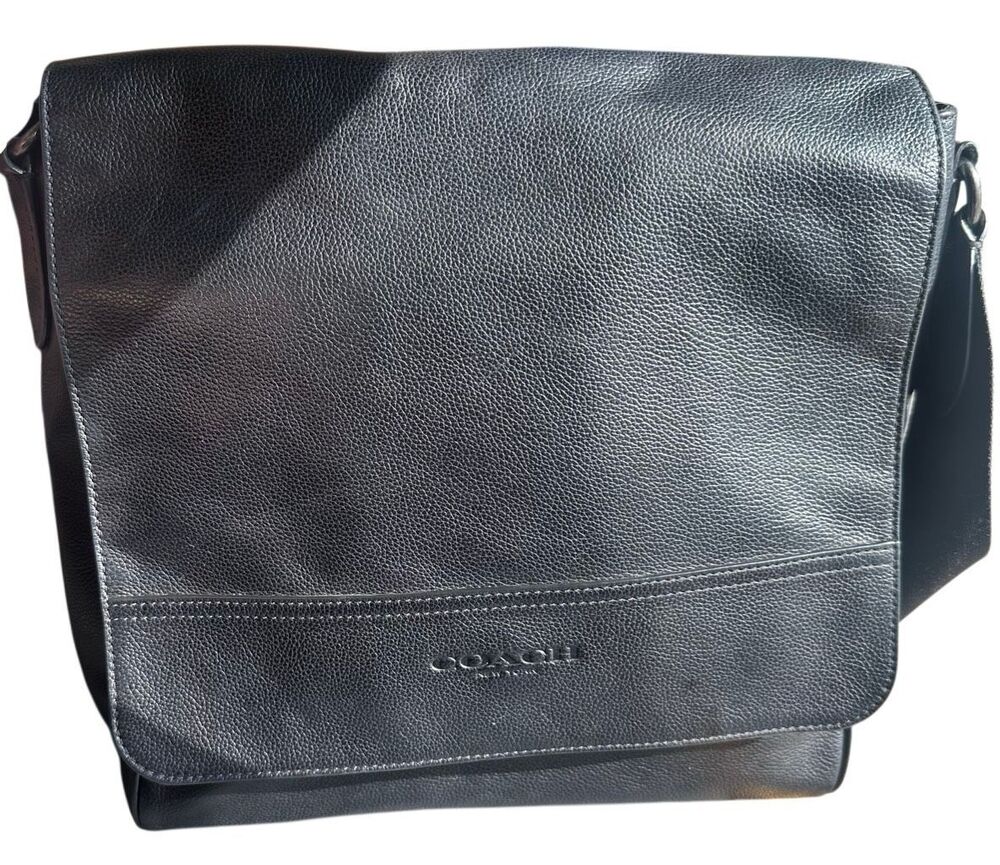 Coach Houston Map Leather Bag Gunmetal/BLACK #4007 Crossbody
